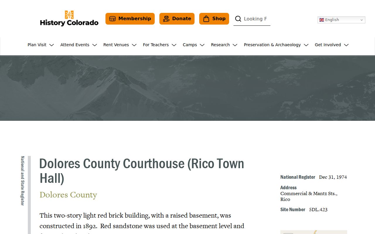 Dolores County Clerk of Court old courthouse Rico history page
