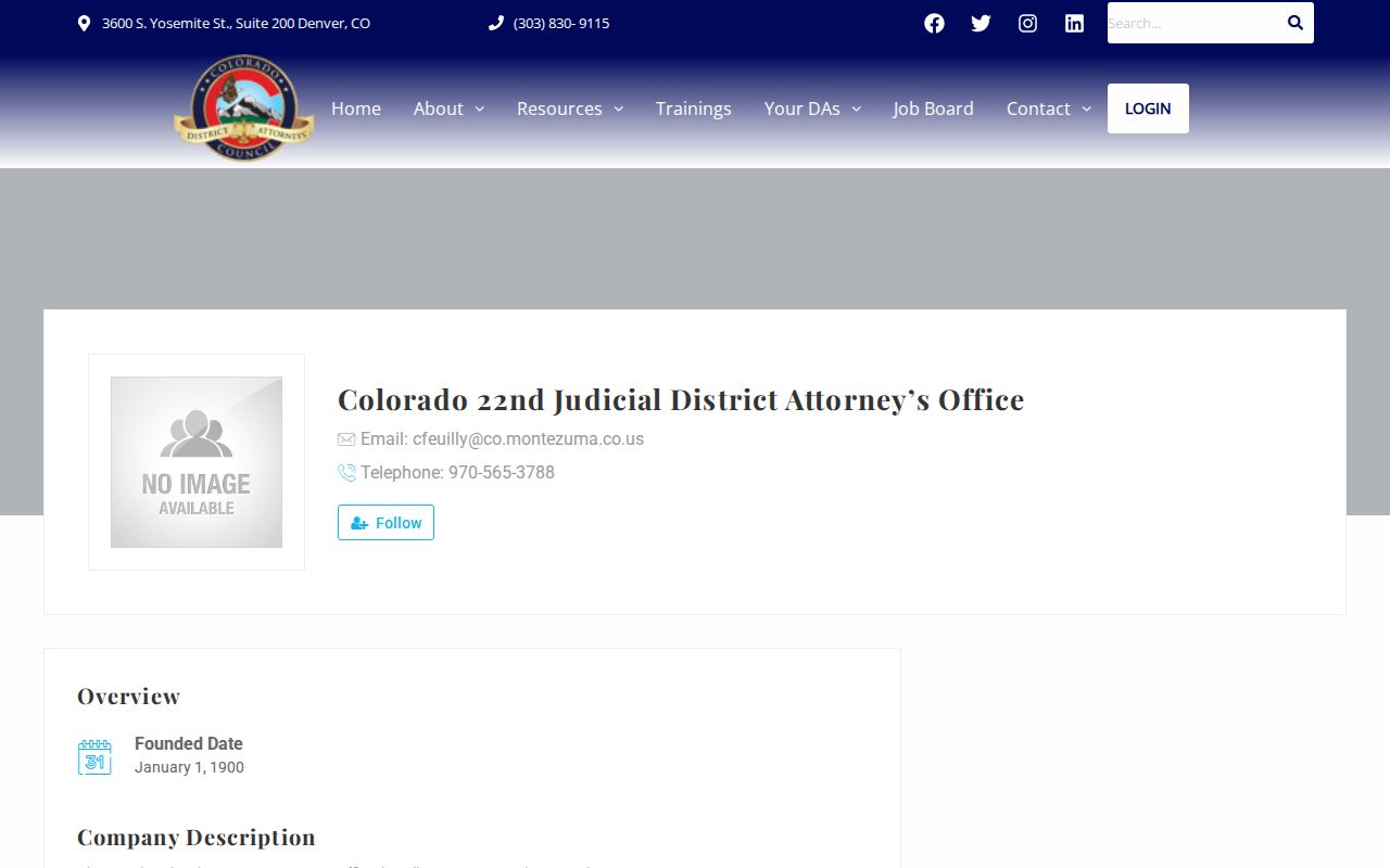Dolores County arrest records and court charges 22nd Judicial District Attorney profile