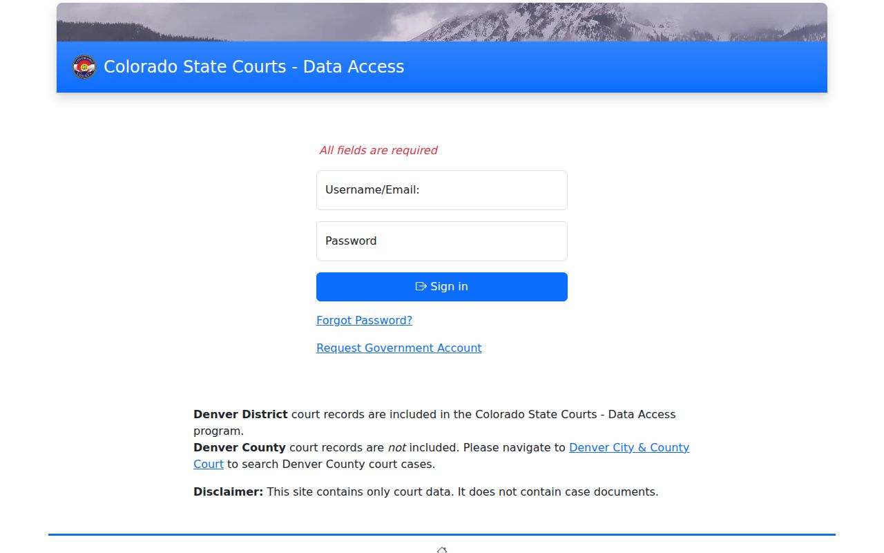 Dolores County court records Colorado State Courts Data Access page