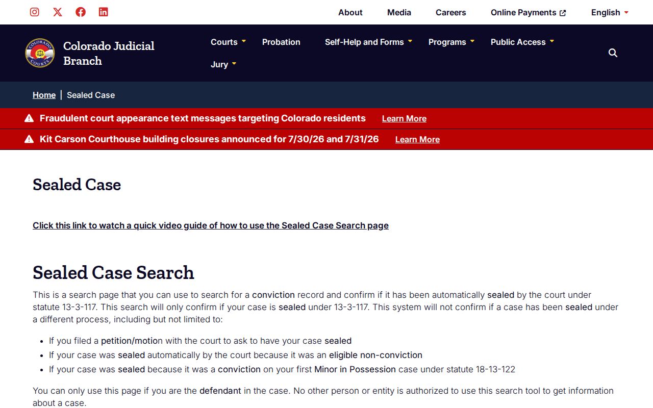 Dolores County court records sealed case search