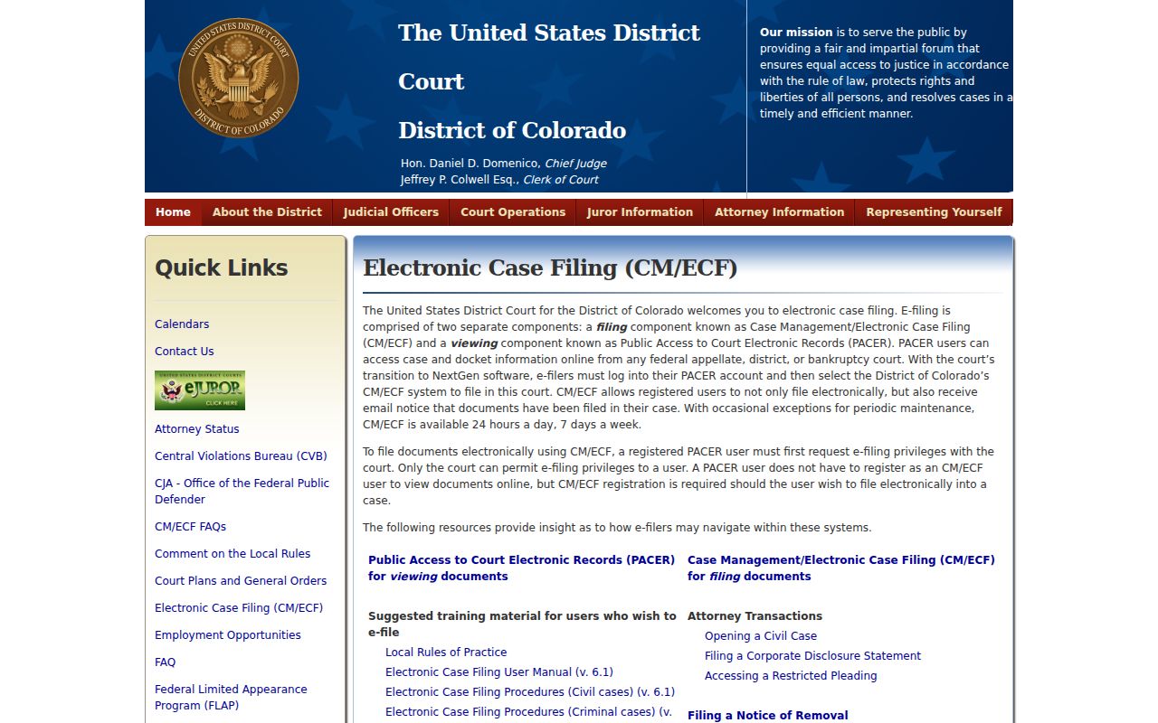 Dolores County District Court federal CM ECF page