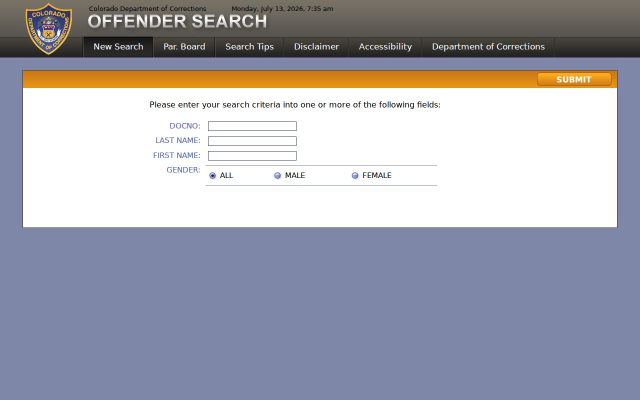 Dolores County inmate records and Colorado DOC offender search page