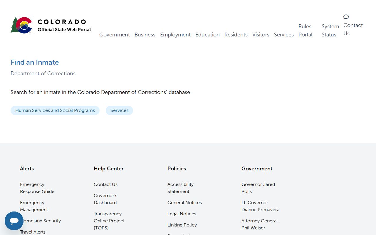 Dolores County inmate lookup and Colorado inmate locator service page
