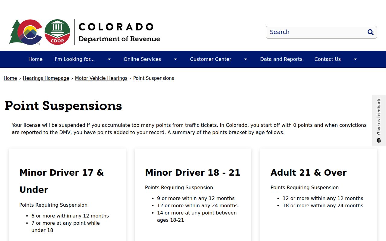 Dolores County traffic court records and Colorado point suspension page